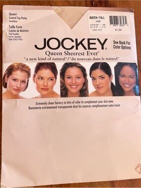 Vintage 1999 Jockey Nylon Panty Hose Queen Tall Nude Sheer Control Top Sandal